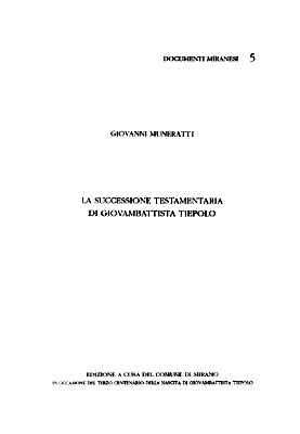 La successione testamentaria di Giovanbattista Tiepolo - copertina
